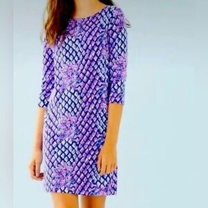 [Lilly Pulitzer]  Sophie Dress in Royal Purple Pop up Toe EUC